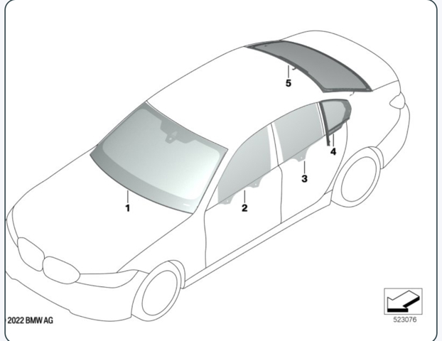 Скло та ущільнювачі скла вітрового правого/лівого 51337466961 BMW