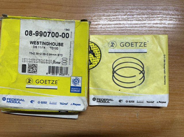 Кільця поршневі компресора, на 1 циліндр, STD 0899070000 GOETZE