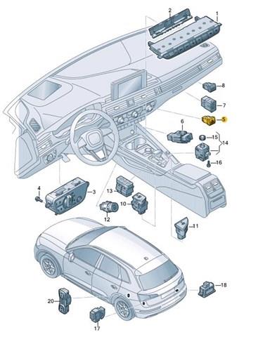 Кнопка включення аварійної сигналізації 80A9415095PR VAG