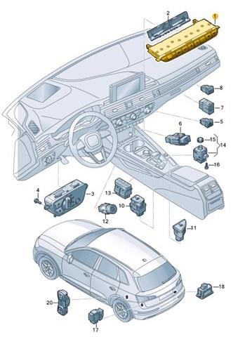 Блок кнопок центральної консолі 8W0925301BD5PR VAG