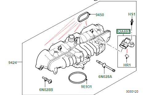 Датчик тиску наддуву (датчик нагнітання повітря в турбіну) LR091865