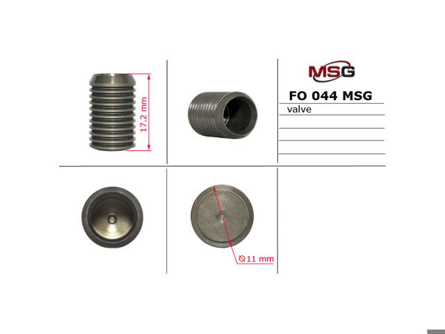Клапан рульової рейки FO044VALVE MS GROUP