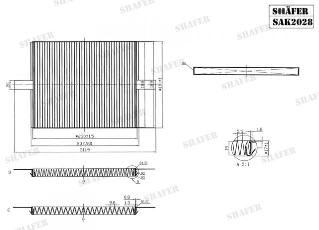 Фільтр, повітря у внутрішній простір SAK2028 SHAFER
