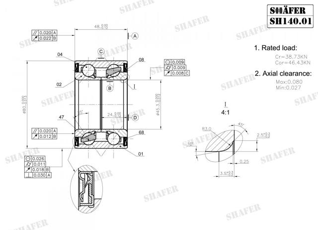 Підшипник маточини задньої SH14001K SHAFER