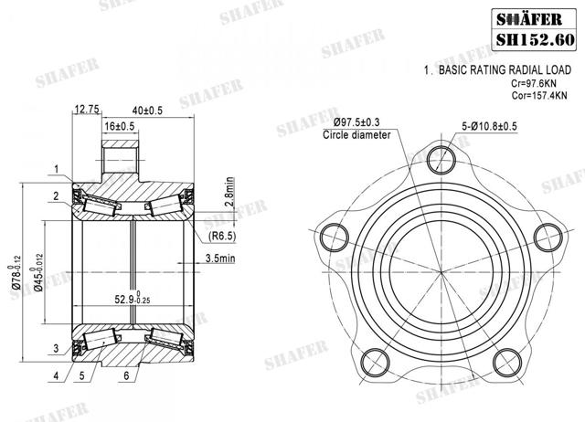 Підшипник маточини передньої SH15260 SHAFER