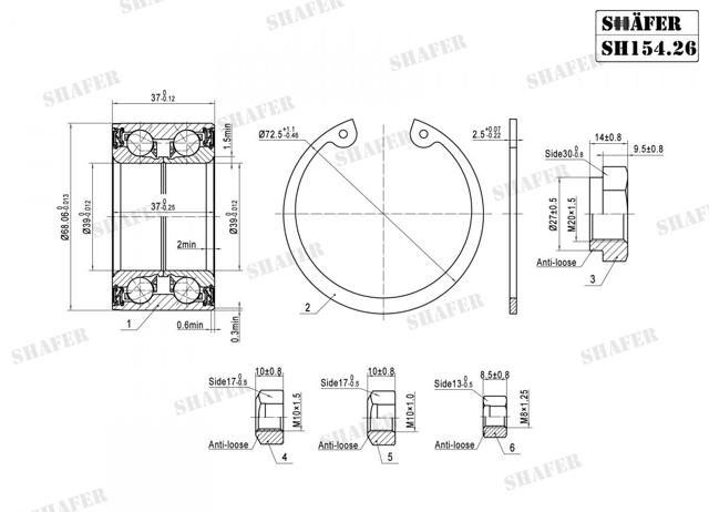 Підшипник маточини передньої/задньої SH15426 SHAFER