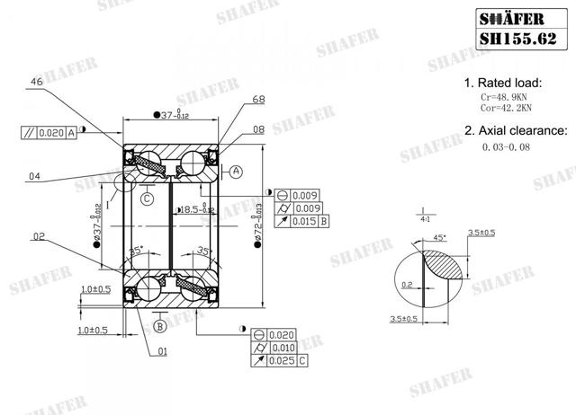 Ступичний підшипник передній SH15562 SHAFER