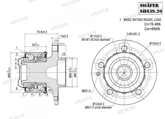 Маточина переднього колеса SH63920 SHAFER