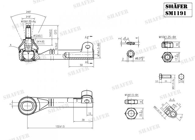 Наконечник рульової тяги, зовнішній SM1191 SHAFER