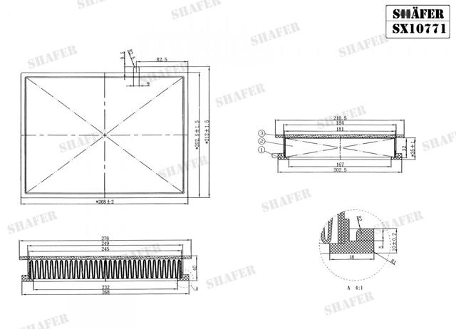 Повітряний фільтр двигуна SX10771 SHAFER