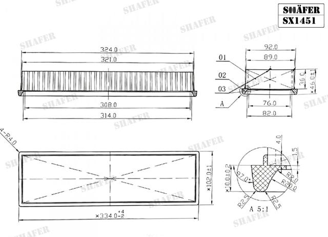 Автомобільний фільтр повітря SX1451 SHAFER