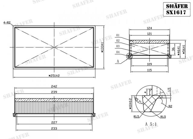 Елемент повітряного фільтра SX1617 SHAFER