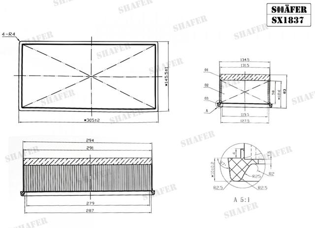 Елемент повітряного фільтра SX1837 SHAFER