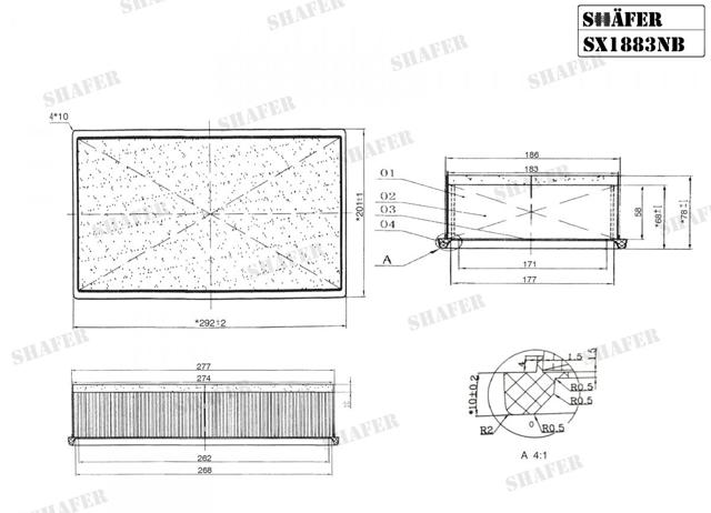 Автомобільний фільтр повітря SX1883NB SHAFER