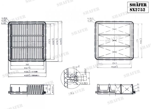 Автомобільний фільтр повітря SX2752 SHAFER