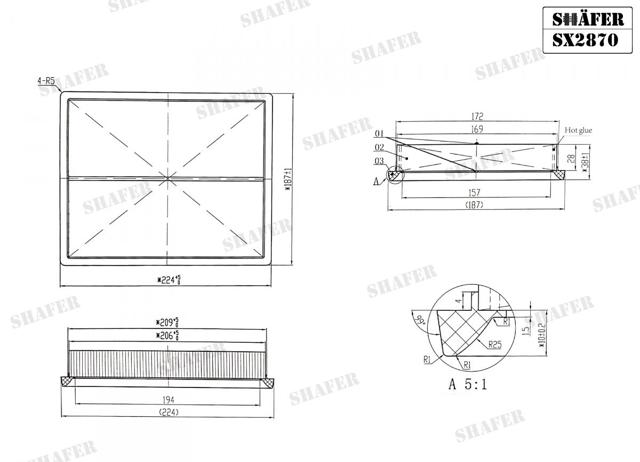 Повітряний фільтр двигуна SX2870 SHAFER