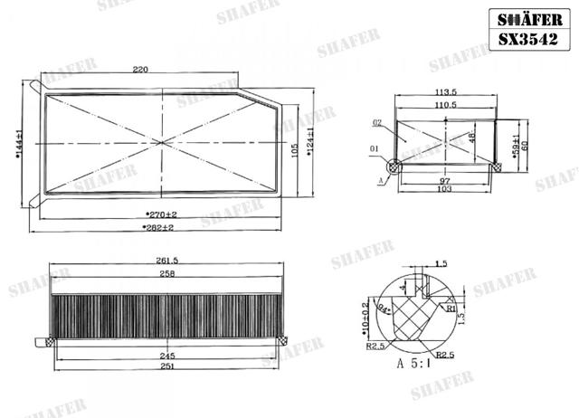Повітряний фільтр двигуна SX3542 SHAFER