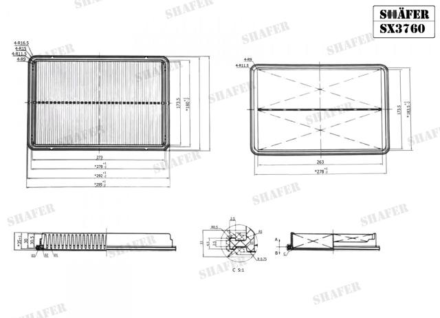 Повітряний фільтр двигуна SX3760 SHAFER