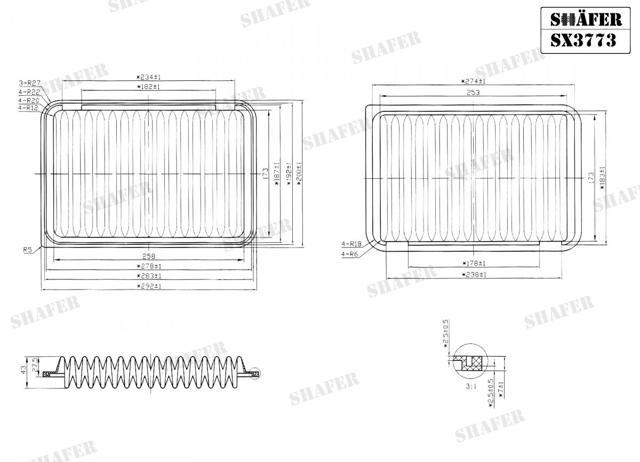 Елемент повітряного фільтра SX3773 SHAFER