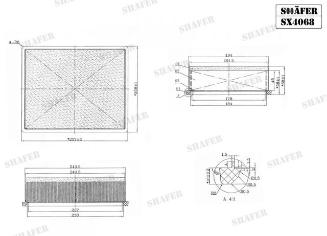 Елемент повітряного фільтра SX4068 SHAFER