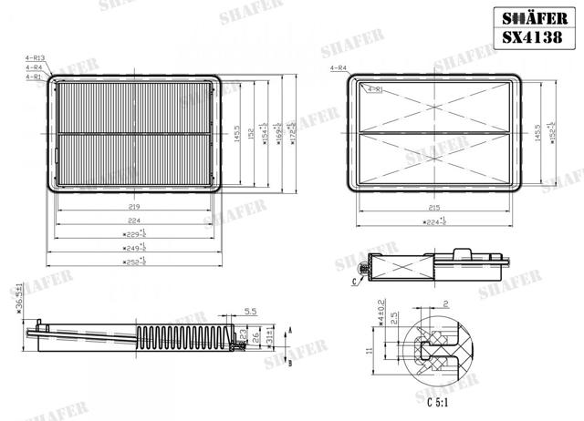 Повітряний фільтр двигуна SX4138 SHAFER