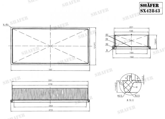 Повітряний фільтр двигуна SX42843 SHAFER