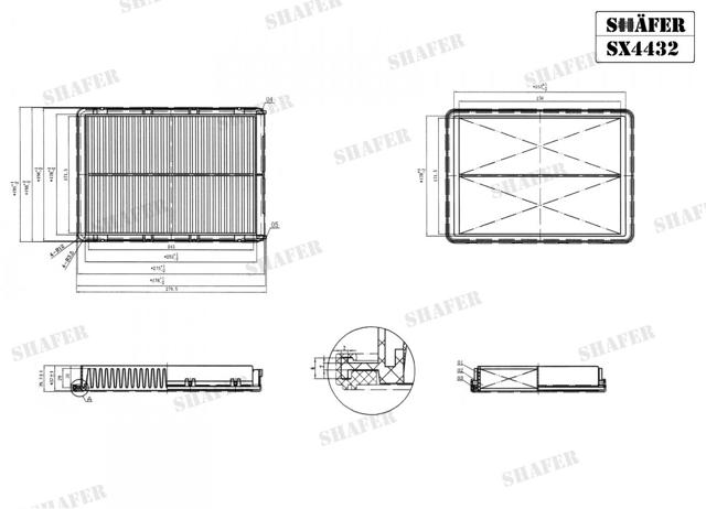 Елемент повітряного фільтра SX4432 SHAFER