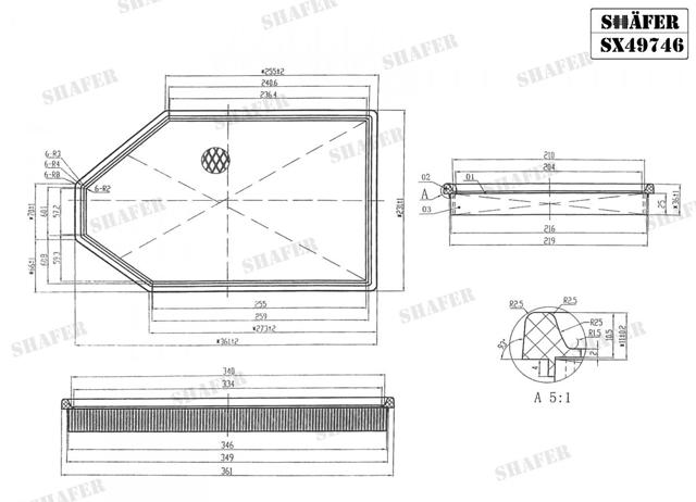 Повітряний фільтр двигуна SX49746 SHAFER