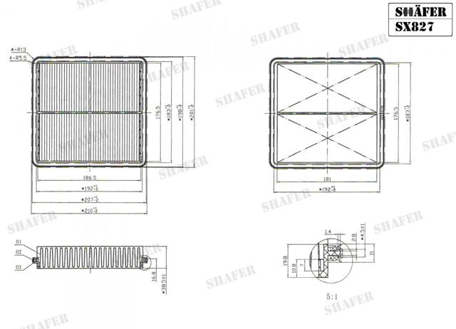 Автомобільний фільтр повітря SX827 SHAFER