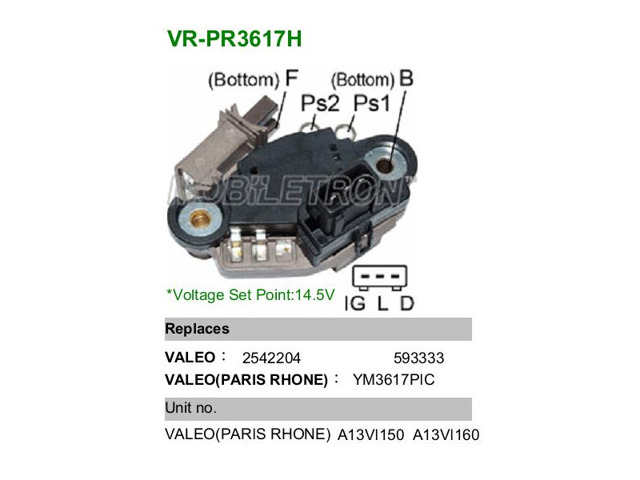 Реле регулятор генератора VRPR3617H MOBILETRON