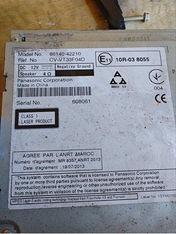 Магнітола 8614042210 TOYOTA