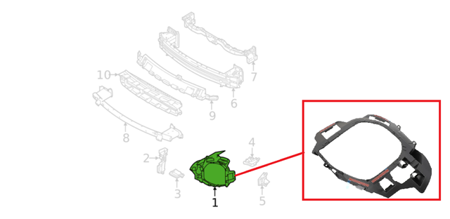 Праве кріплення переднього бампера 6400J896 MITSUBISHI