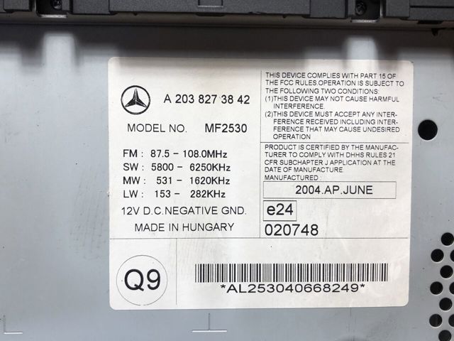 Магнітола A2038273842 MERCEDES