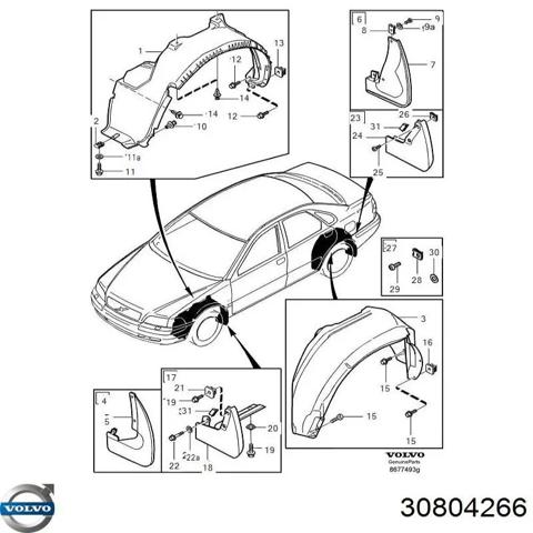Підкрилки передні праві 30804266 VOLVO