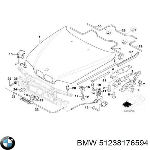 Замок кришки капота 51238176594 BMW
