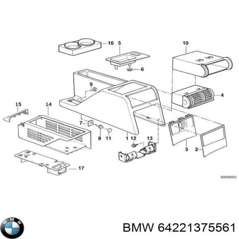 Решітка вентиляції салону в підлокітнику, задня 64221375561 BMW