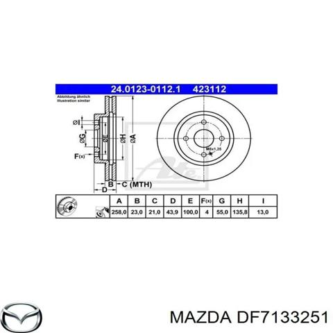 Гальмо дискове переднє DF7133251 MAZDA