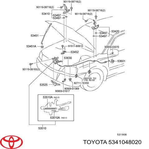 Завіс капота, правий 5341048020 TOYOTA