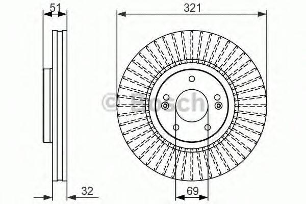 Диск переднього гальма 0986479692 BOSCH