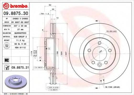 Гальмо дискове переднє 09887531 BREMBO