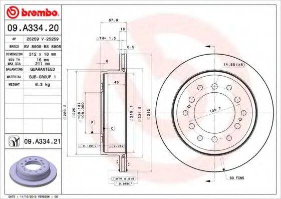 Дискові гальма 09A33421 BREMBO