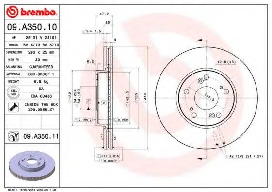 Диск переднього гальма 09A35011 BREMBO