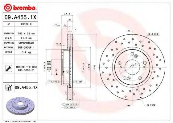 Диск переднього гальма 09A4551X BREMBO