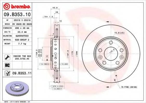 Гальмо дискове переднє 09B35310 BREMBO