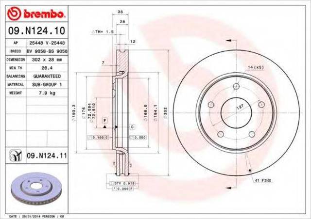 Гальмо дискове переднє 09N12411 BREMBO