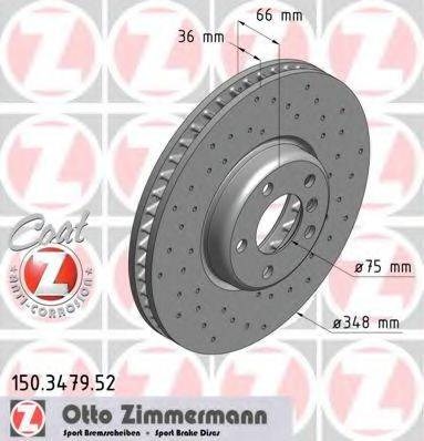Диск переднього гальма 150347952 ZIMMERMANN