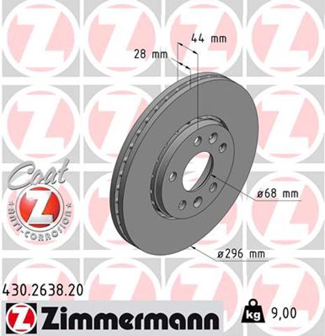 Гальмо дискове переднє 430263820 ZIMMERMANN