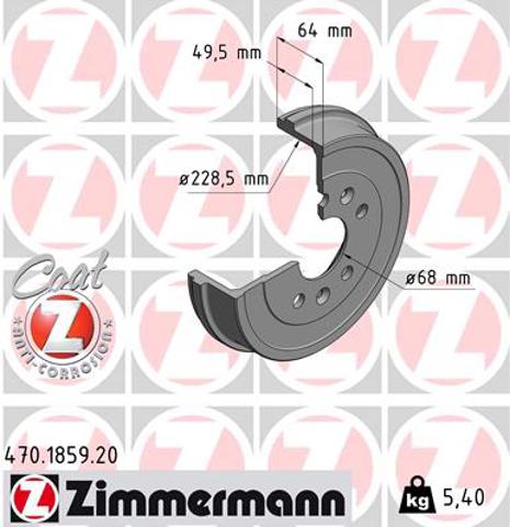 Барабан гальмівний задній 470185920 ZIMMERMANN