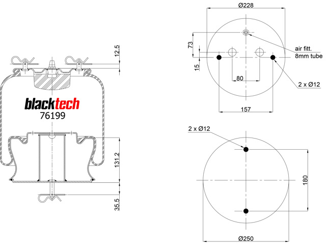 Пневморессора задня RML76199C BLACKTECH