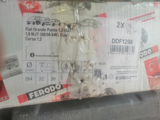 Диск гальмівний передній DDF1298 FERODO